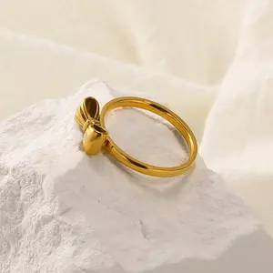 Desain INS busur 18k baja tahan karat Titanium berlapis emas, cincin cetakan jari modis perhiasan serbaguna