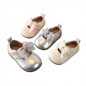 Scarpe da Principessa per Bambina Primavera 2026 Nuove con Suola Morbida in EVA e Fascia Elastica alla Caviglia Colore Argento Tinta Unita Estate Autunno - Product Image 1