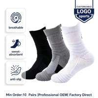 Chaussettes de sport athlétiques respirantes en tissu éponge avec logo personnalisé, faible MOQ, pour hommes, jeunes et enfants, course à pied, cyclisme, basketball