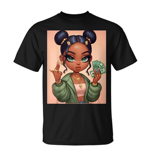 Camiseta con diseño gráfico Get Money, unisex, talla mediana para adultos, diseño de cuello redondo negro - Product Image 2