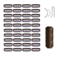 50 pièces de pinces à perruque en métal/caoutchouc/coton en forme de U de 32 mm (noir/marron foncé) pour extensions de cheveux, ensemble d'accessoires à usage commercial
