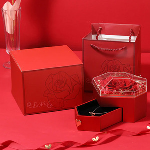 Caja de regalo de amor prismático de Venta caliente joyería de flor eterna y collar de anillo caja de acrílico para el Día de la madre - Product Image 5