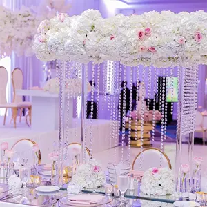 Hot Sale New Crystal Glass Hanging Crystals Wedding Centre Piece Stand For Flowers