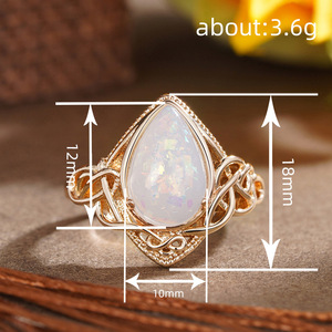 Bague pour femme élégante en forme de goutte d'eau, style princesse, bijou de doigt unique, luxe léger - Product Image 3