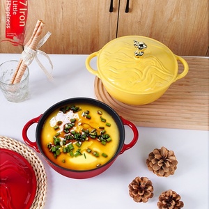 Marmite <span class=keywords><strong>en</strong></span> fonte émaillée gaufrée de 20 cm, élégante et multifonctionnelle, compatible induction, pour la cuisine domestique - Product Image 4