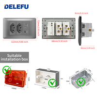 Prise murale standard brésilienne DELEFU durable avec prise de charge rapide Type-C + USB-A 20W, adaptée à une utilisation dans divers endroits