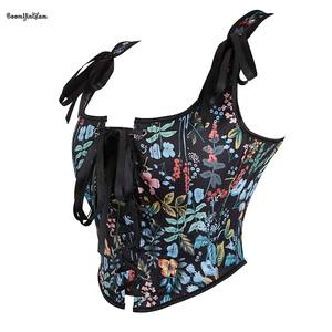 <span class=keywords><strong>Corset</strong></span> à fleurs vintage pour femmes à lacets Corsets et bustiers désossés Costume <span class=keywords><strong>de</strong></span> <span class=keywords><strong>pirate</strong></span> renaissance gilet débardeur haut court - Product Image 3