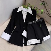 Ensemble élégant chic pour femme mature : Blazer mi-long boutonné et jupe-culotte taille haute – Collection Printemps-Automne