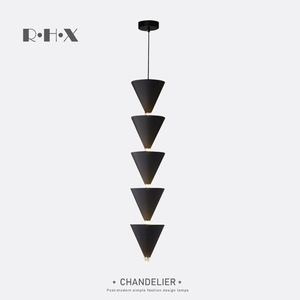 RHX Modern Cone Pendant Light Black LED E27 Switch Control For Bedroom Living Room <b>Decorative</b> <b>Lighting</b> Fixture - Product Image 4