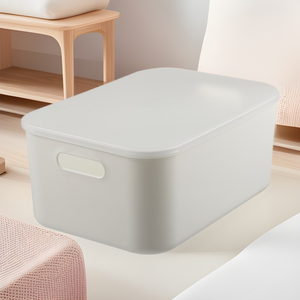 <b>Plastic</b> Storage <b>Bin</b> Rectangle With Handle For Kitchen Bathroom Organizing Desktop Items Solid Color - Product Image 5