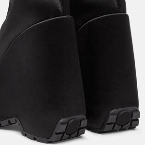 Trend Stretch Fabric Half Knee High Platform <b>Boots</b> Women Wedge Heels Shoes Side Zipper Calf Booties Ladies - Product Image 5