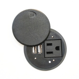 <span class=keywords><strong>Prise</strong></span> de courant encastrée pour bureau avec trou de 2 pouces, <span class=keywords><strong>prise</strong></span> américaine avec 1 <span class=keywords><strong>prise</strong></span> AC et 2 USB avec couvercle rotatif / Mini <span class=keywords><strong>prise</strong></span> ronde - Product Image 1