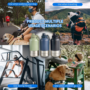 Bottiglia d'Acqua da Viaggio in Acciaio Inox Isolata e Antigoccia da 32oz per Animali e Persone con 2 Ciotole per Cani, Ideale per Escursioni, Campeggio e Viaggi - Product Image 6