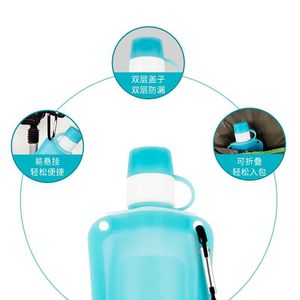 Botella de Agua Plegable de Silicona de 500 ml, a Prueba de Fugas, Portátil, para Viajes, Campamentos y Senderismo - Product Image 4