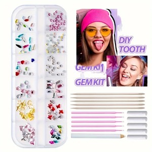 Kits de Grossiste Populaires de <span class=keywords><strong>Cristaux</strong></span> pour Bijoux Dentaires avec Colle, Strass Dentaires DIY en Verre à Dos Plat, Kits de Décoration pour Dents - Product Image 2