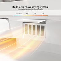 WC intelligent de luxe avec siège chauffant, séchage à l'air, télécommande incluse, siphon en S, montage au sol, monobloc, cuvette en céramique blanche, confort