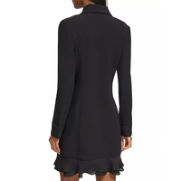 Nouvelle Arrivée Wisrise – Robe de Soirée Courte Noire Double Boutonnage en Tissu, Taille Naturelle, Élégante pour Femme