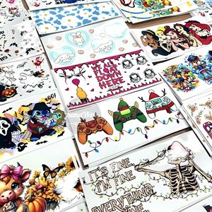 Flores retiradas Uv Dtf Cup Wraps Transferencias Pegatinas personalizadas Impermeable Afirmación Uv Dtf Cup Wrap Transferencias - Product Image 3