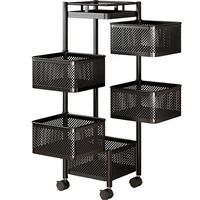 Étagère de rangement de cuisine rotative à 360 degrés, chariot à roulettes en métal multi-niveaux pour fruits et légumes