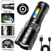 Lampe de travail haute puissance en gros, lampe torche portable rechargeable avec lumière latérale RGB multicolore pour patrouille et maintenance d'entrepôt