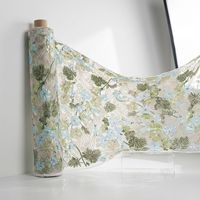 Tissu brodé de paillettes florales colorées à motif de feuilles végétales pastorales, léger, pour robe de demoiselle d'honneur et sac décontracté