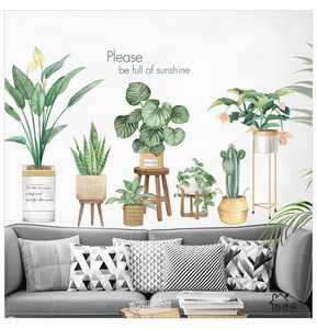 Adesivo Murale con Piante Verdi Rimovibile, Sticker in Vinile Botanico ad Acquerello con Citazioni Ispiratrici <span class=keywords><strong>per</strong></span> Soggiorno e Camera da Letto - Product Image 5