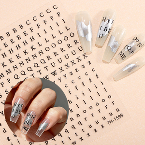 3D 5D số thư Glossy tự dính Decal đen trắng bạc lá móng tay trang trí móng tay nghệ thuật Stickers Salon DIY Nail decals - Product Image 5