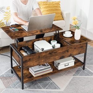 Moderne Multifunctionele Houten Plafond Salontafel Verstelbaar En Uitbreidbaar Met Opbergkast Voor Woonkamermeubilair - Product Image 3