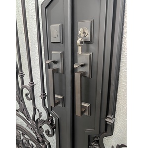 Porte d'entrée en fer forgé conceptions de porte de sécurité antivol antidéflagrant fer Style moderne verre rayé acier balançoire extérieur - Product Image 3