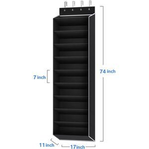 Over the Door <b>Shoe</b> Organizer Storage <b>Rack</b> with 10 Tiers, Deep Pockets <b>Hanging</b> <b>Shoe</b> <b>Rack</b> for Door, Fit 20 Pairs <b>Shoes</b> Black Plast - Product Image 3