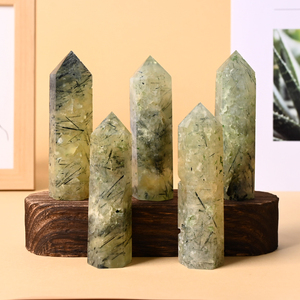 หินธรรมชาติขัดเงาแบบขายส่ง คริสตัลเพรไนต์ดรูซี่ทรงหอกสำหรับตกแต่ง - Product Image 2