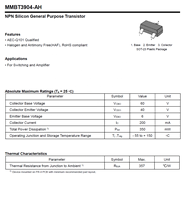 Transistor NPN SMD SOT-23 Industrial Calificado AEC-Q101 MMBT3904-AH, 200mA, 40V, 350mW, 300MHz, 100% Original y con Código de Lote Rastreable
