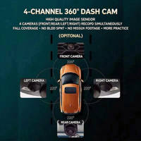 Caméra de tableau de bord panoramique Android 360 à quatre objectifs avec enregistrement en boucle simultané et assistance à la marche arrière pour véhicule
