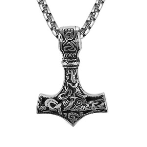 Collana con Ciondolo Martello di Thor in Lega, Gioiello Vichingo di Odino, Accessorio Hip-hop alla Moda per Uomo e Donna - Product Image 1