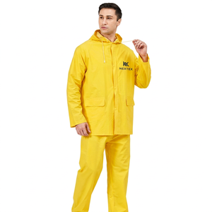 Ensemble imperméable jaune pour homme, veste à capuche et pantalon, tissu confortable, coupe classique, combinaison de pluie pour homme - Product Image 1