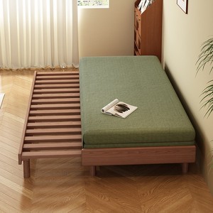 Sofá Cama Plegable Tatami, Cama Deslizante y Telescópica de Madera Encerada Blanca, Multifuncional Telescópica de Doble Uso - Product Image 1