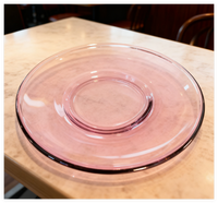 Petites assiettes en verre - avec bord rebordé, ensemble d'assiettes en verre rose, assiette à dessert transparente, passe au lave-vaisselle et au micro-ondes
