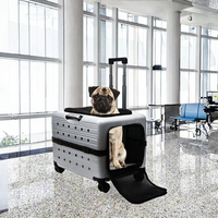 Valise de transport de luxe pour chats, en nylon, avec fermeture éclair, roulettes universelles à 360°, boîte de transport pour animaux de compagnie, pour voyages en extérieur, capacité 10 kg