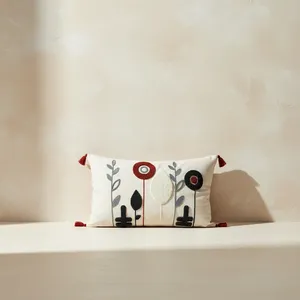 Funda de Cojín Decorativa Rectangular con Estampado Floral Retro Rojo, Sin Relleno, para Almohadas o Fundas de Asiento - Product Image 2