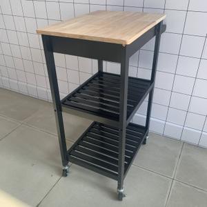 Chariots de cuisine avec rangement, chariot de service de cuisine, petit pont de cuisine <span class=keywords><strong>sur</strong></span> roues, dessus de bureau en chêne, noir - Product Image 6