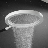 Système de douche à effet pluie en laiton brossé de luxe avec design moderne, ensemble de douche mural à poignée unique et grande pomme de douche