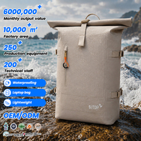 Sac à dos étanche submersible en RPET recyclé et TPU, à fermeture roll-top, pour sports de plein air, camping, voyage, sports nautiques, natation, navigation, kayak