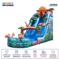 Toboggan aquatique gonflable sous-marin pour enfants, toboggan double voie en PVC avec piscine pour jardin