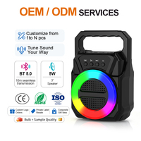 Haut-parleur portable avec lampe à flamme RGB compatible USB/TF/TWS, 3 pouces, 5W, 3.7V, batterie au lithium 800mAh, pour l'extérieur