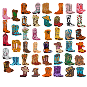 Parches Termoadhesivos de Tela Twill con Diseño de Botas Vaqueras para Niñas, Apliques Bordados de Alta Calidad para Jeans, Sombreros y Mochilas, Venta al Por Mayor - Product Image 1