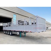 Semi-remorque de transport multifonctionnelle à 4 essieux, 40 pieds, avec paroi latérale en acier robuste de 50 tonnes, Vehicle Master
