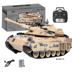 Char de combat RC à l'échelle 1:18, 2,4 GHz, nouveau modèle d'armée avec tourelle rotative, kit en plastique, char RC électrique avec piles - Product Image 2