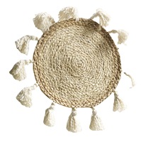 Décoration murale bohème en paille tressée à la main, tapisserie murale décorative en macramé à franges