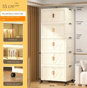 Многофункциональный пластиковый шкаф для хранения ZD551-1 для дома и гостиной, пылезащитный, с прозрачными элементами, без сборки, утолщенный контейнер - Product Image 5