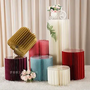 New wedding props folded cylindrical dessert table paper Roman column road ornaments birthday party layo